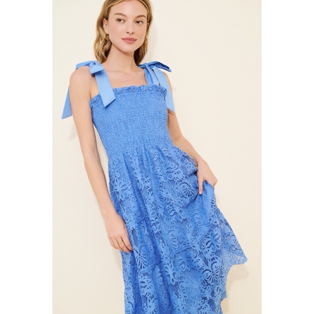 Hill House The Ribbon Ellie Nap Dress in Sky Blue Lace Womens Size Small